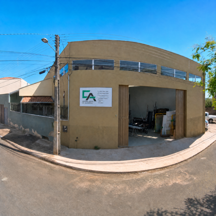 Fachada da sede da CA Esquadrias de Alumínio em Presidente Prudente-SP